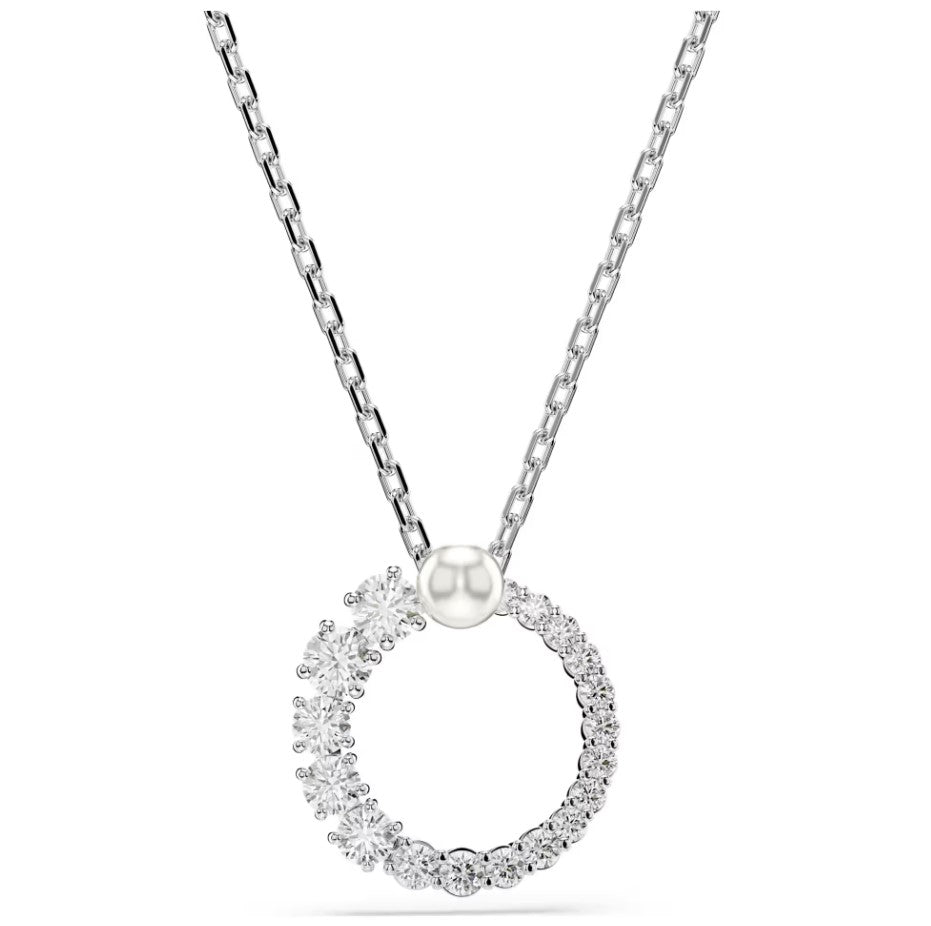 Swarovski Matrix Circle Pendant with Pearl