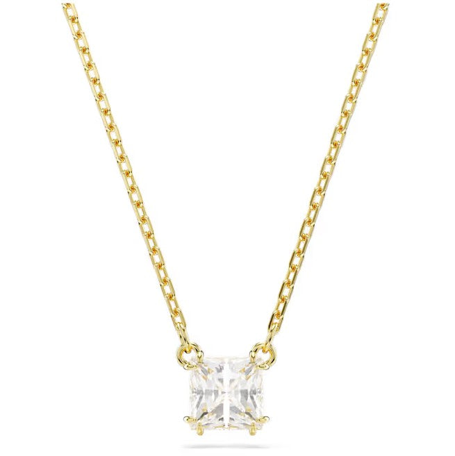 Swarovski Stilla Yellow Gold Tone Clear Square Pendant