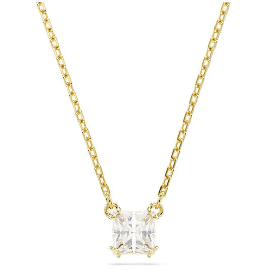 Swarovski Stilla Yellow Gold Tone Clear Square Pendant
