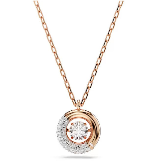 Swarovski Dextera Rose Gold Tone Circle Pendant with Clear Center Stone