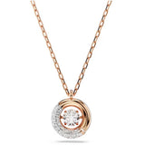 Swarovski Dextera Rose Gold Tone Circle Pendant with Clear Center Stone