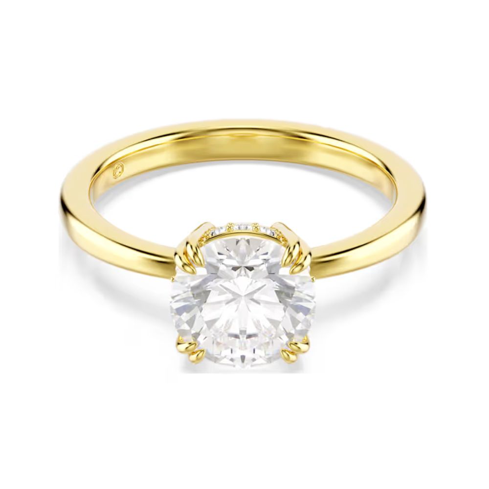 Yellow Gold Tone Stilla Round Clear Stone Ring