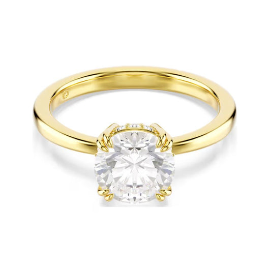 Yellow Gold Tone Stilla Round Clear Stone Ring