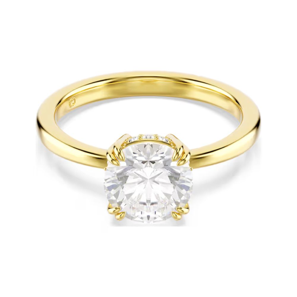 Yellow Gold Tone Stilla Round Clear Stone Ring