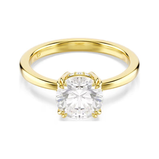 Yellow Gold Tone Stilla Round Clear Stone Ring