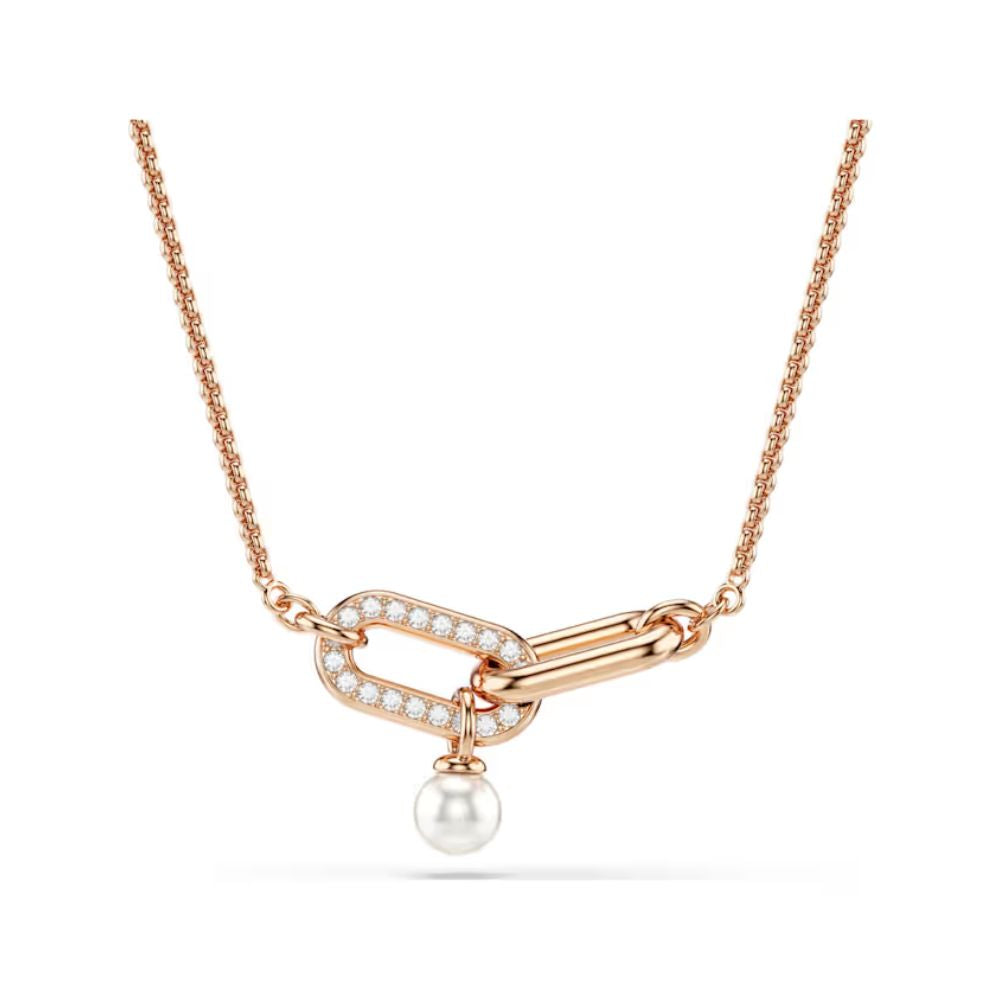 Rose Gold Tone Constella Two Link Necklace with Pearl