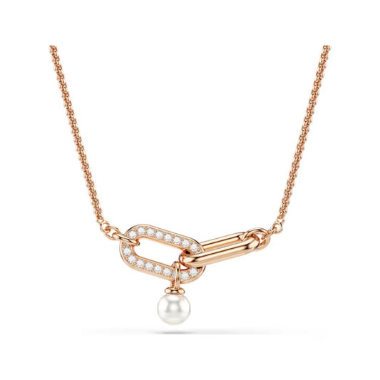 Rose Gold Tone Constella Two Link Necklace with Pearl