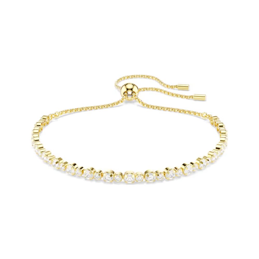 Yellow Gold Tone Matrix Small Clear Stone Bracelet
