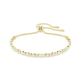 Yellow Gold Tone Matrix Small Clear Stone Bracelet