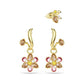 Idyllia 3pc Yellow Gold Tone Flower Dangle Earrings and Cuff