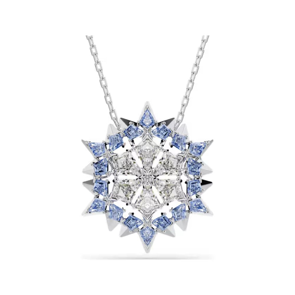 Snowflake Pendant/Brooch in Blue & Clear