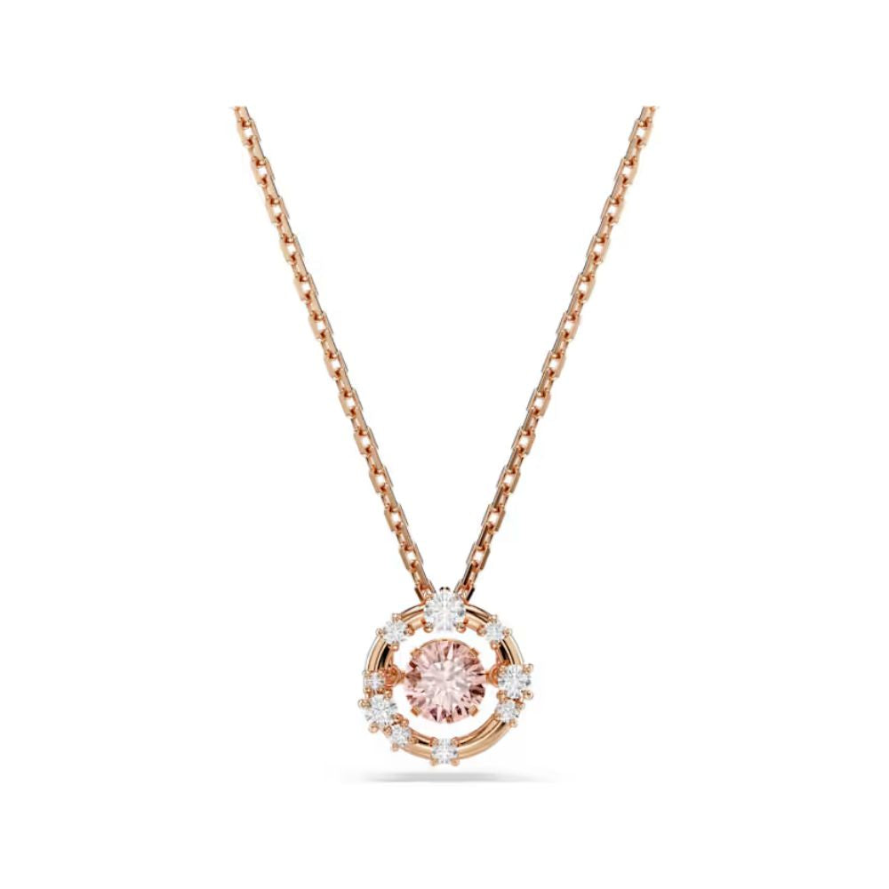 Rose Gold Tone Circle Pink Dangle Pendant