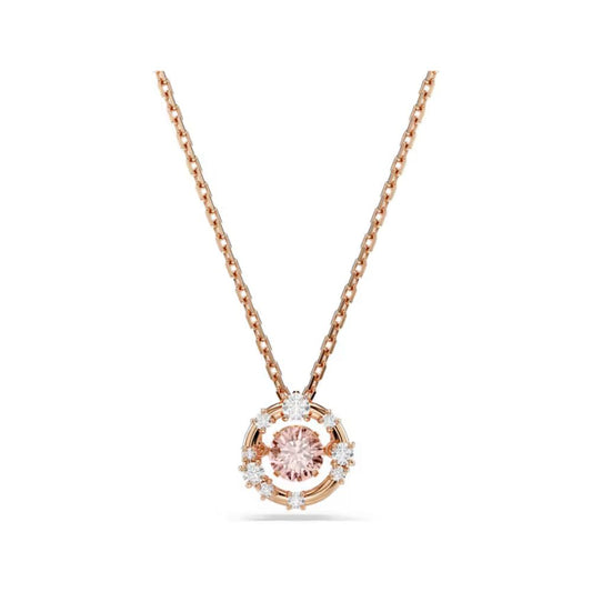 Rose Gold Tone Circle Pink Dangle Pendant