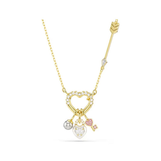 Idyllia Yellow Gold Tone Heart Pendant with Charms