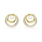 Hyperbola Yellow Gold Tone Triple Circle Earrings
