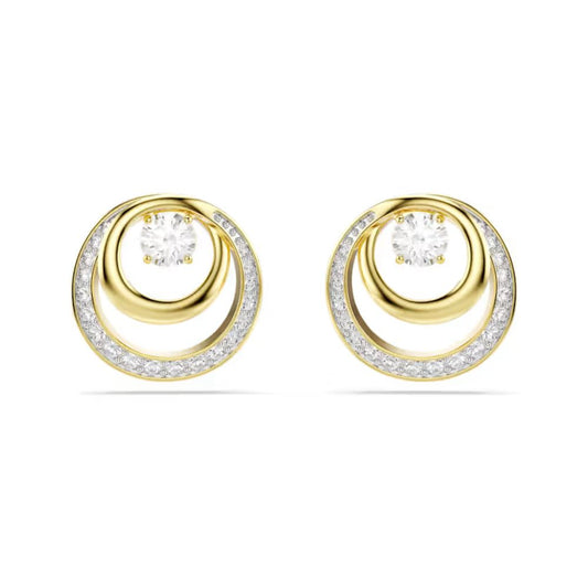 Hyperbola Yellow Gold Tone Triple Circle Earrings