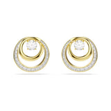 Hyperbola Yellow Gold Tone Triple Circle Earrings