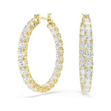 Matrix Yellow Gold Tone Hoop Earrings with Clear Stones