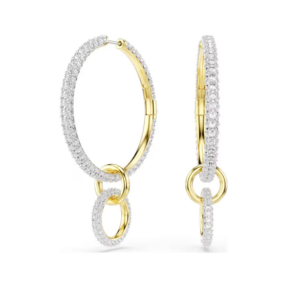 Dextra Two Toned Double Circle Dangle Earrings