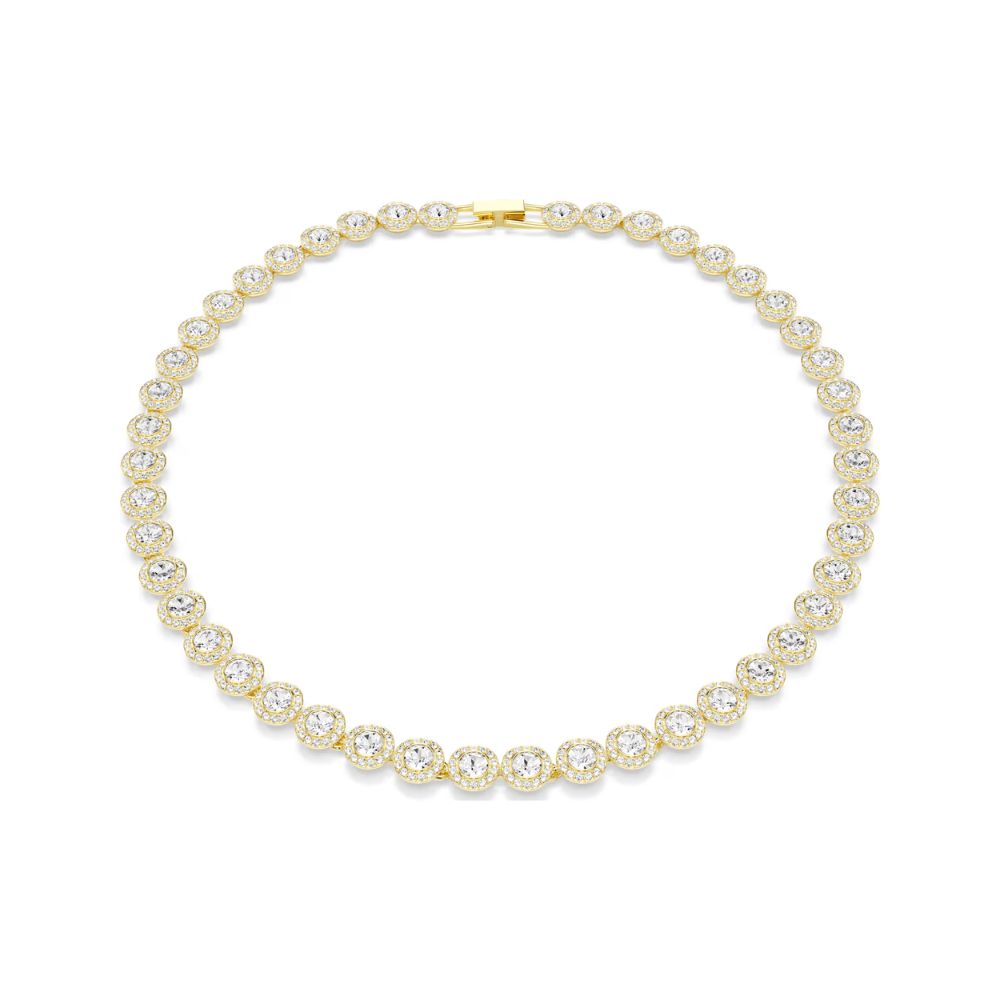 Una Yellow Gold Tone All Around Crystal Necklace