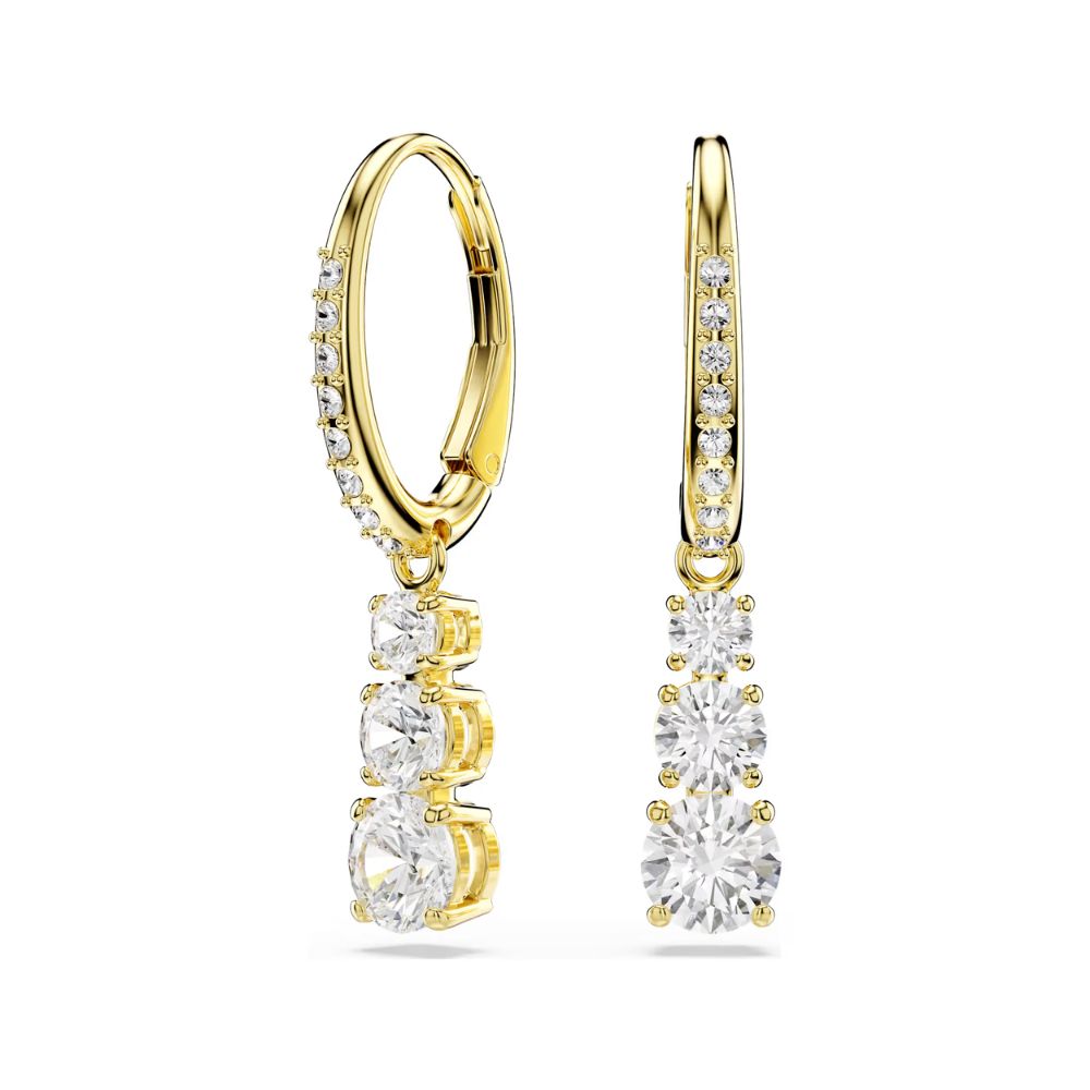 Yellow Tone Una Three Stone Drop Earrings