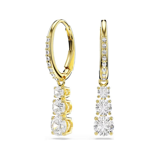 Yellow Tone Una Three Stone Drop Earrings