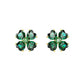 Idyllia Yellow Gold Tone Green Clover Earrings