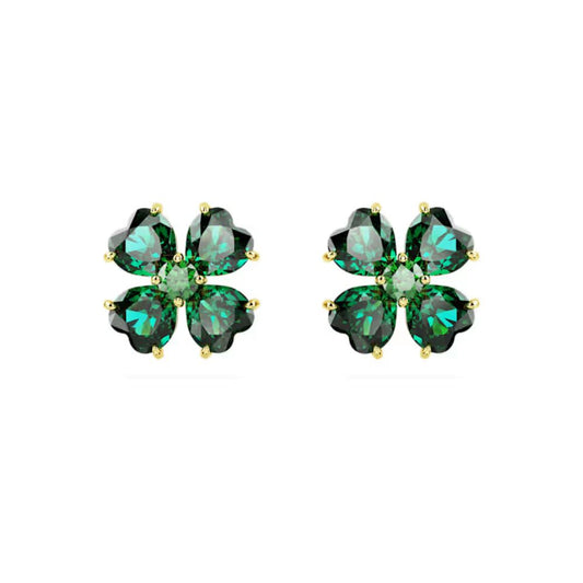 Idyllia Yellow Gold Tone Green Clover Earrings