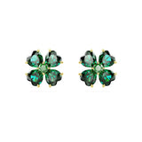 Idyllia Yellow Gold Tone Green Clover Earrings