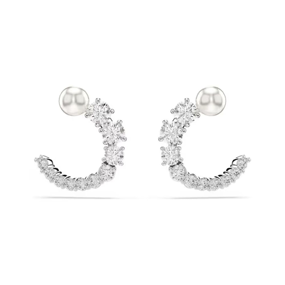 Matrix Pearl and Clear Stone Earrings