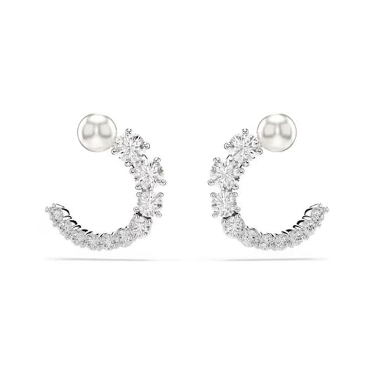 Matrix Pearl and Clear Stone Earrings