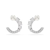 Matrix Pearl and Clear Stone Earrings