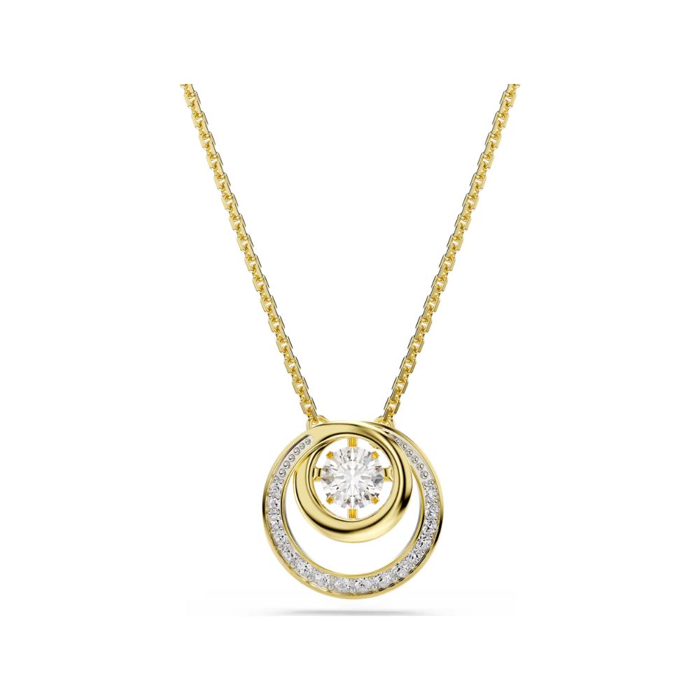 Hyperbola Yellow Gold Tone Double Circle Pendant