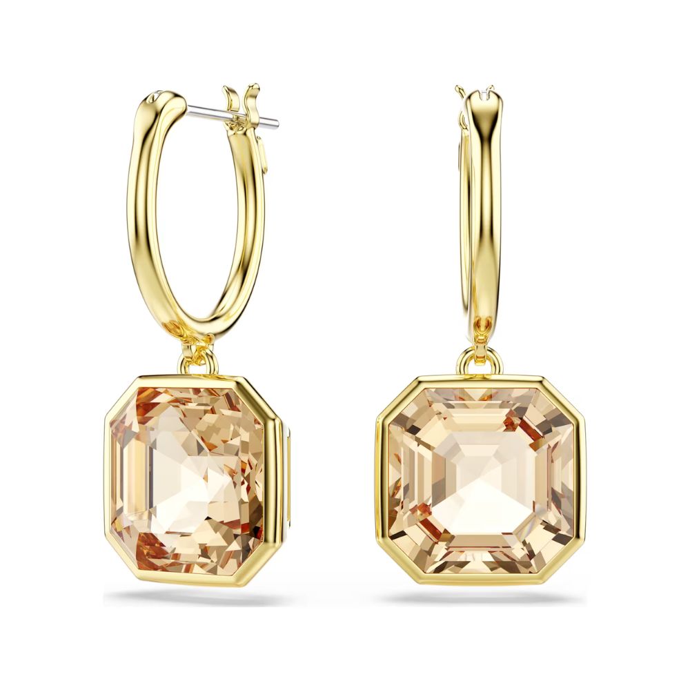 Gold Tone Millenia Square Drop Earrings