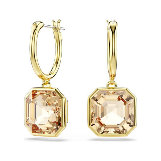 Gold Tone Millenia Square Drop Earrings