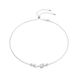 Constella Pearl & Clear Bar Necklace