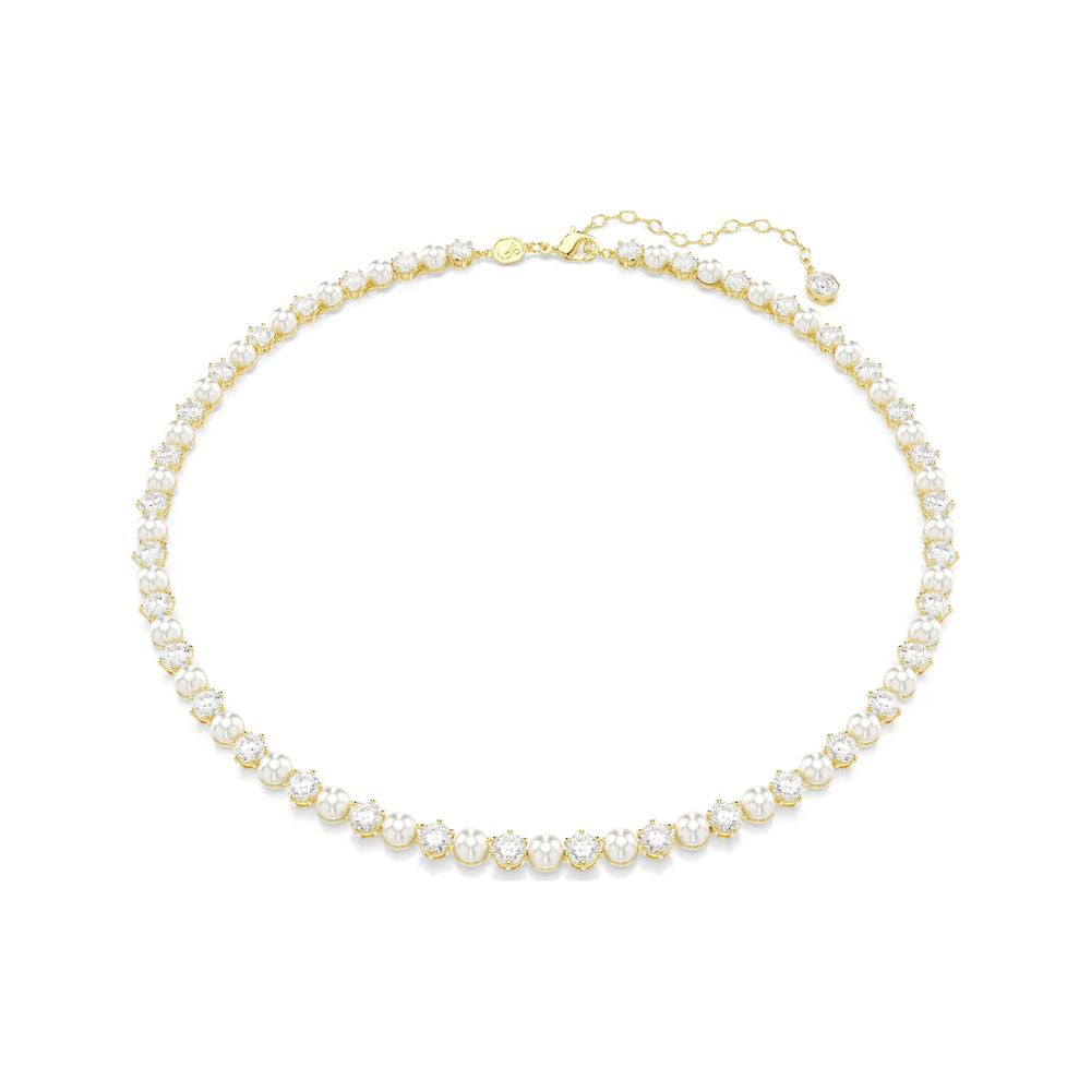 Matrix Pearl & Clear Stone Necklace