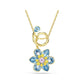 Idyllia Yellow Gold Tone Blue Flower Pendant