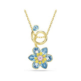 Idyllia Yellow Gold Tone Blue Flower Pendant