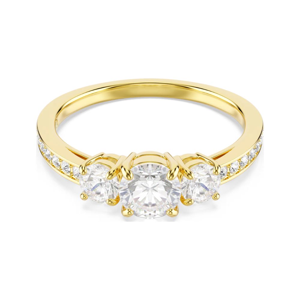 Yellow Gold Tone Stilla Three Clear Stone Ring