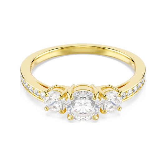 Yellow Gold Tone Stilla Three Clear Stone Ring