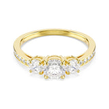 Yellow Gold Tone Stilla Three Clear Stone Ring