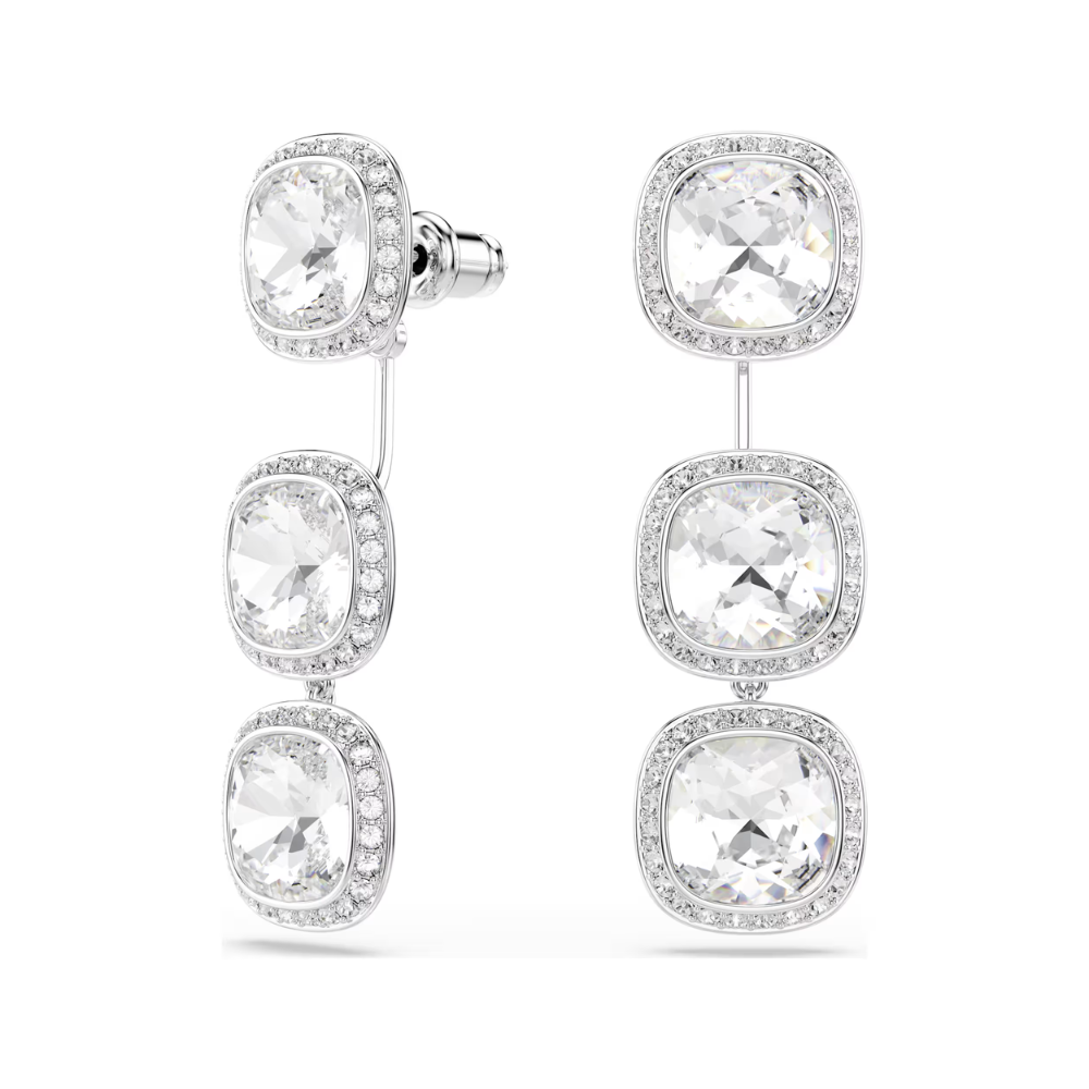 Una Three Clear Stone Dangle Earrings