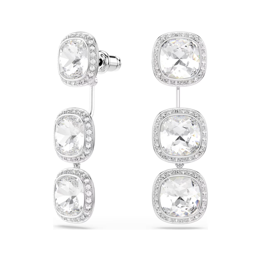 Una Three Clear Stone Dangle Earrings