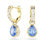 Chroma Yellow Gold Tone Blue Tear Drop Dangle Earrings