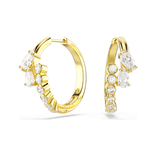 Mesmera Yellow Gold Tone Clear Stone Hoops