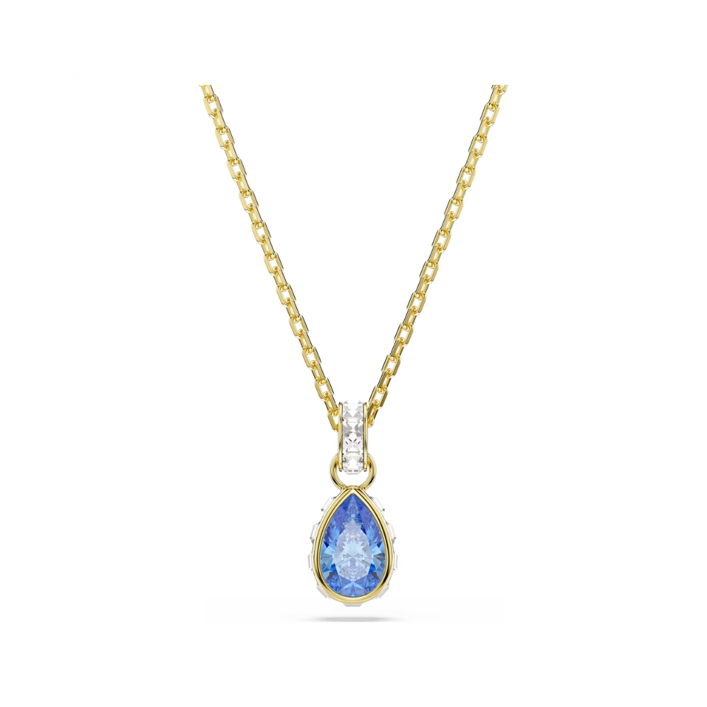 Chroma Yellow Gold Tone Blue Tear Drop Pendant