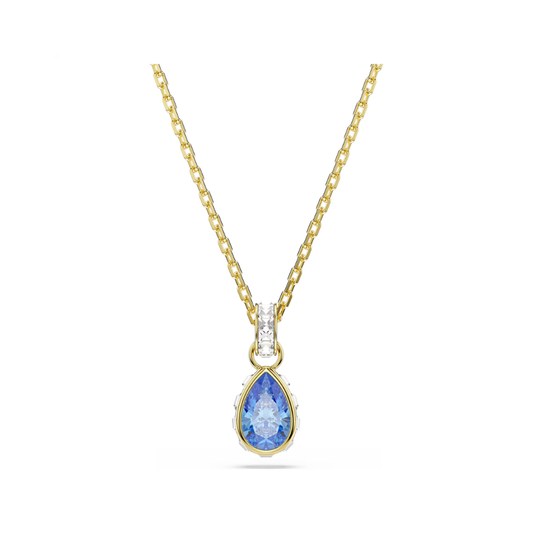 Chroma Yellow Gold Tone Blue Tear Drop Pendant