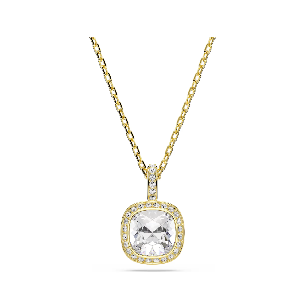Una Yellow Gold Tone Clear Stone Pendant