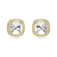 Una Yellow Gold Clear Stone Cushion Stud Earrings